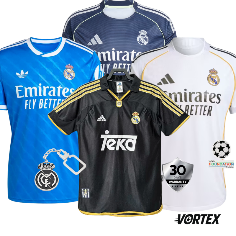 COMBO Real Madrid 2025/26 + 99/01 II Away Retro Jersey