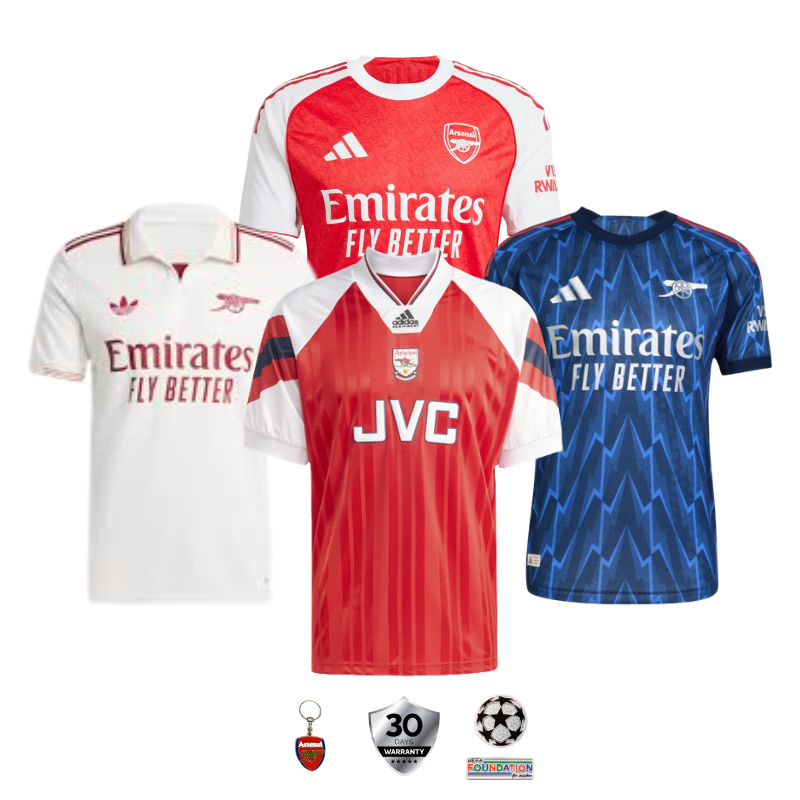 COMBO Arsenal 2025/26 Home, Away, Third and 92/94 Remake Jerseys